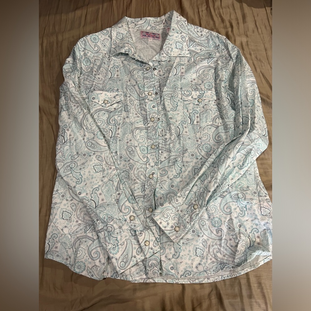 White Paisley Pearl Snap - Panhandle